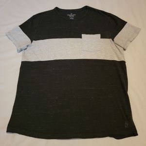 American Eagle Color Block Tee [L] Black/Gray